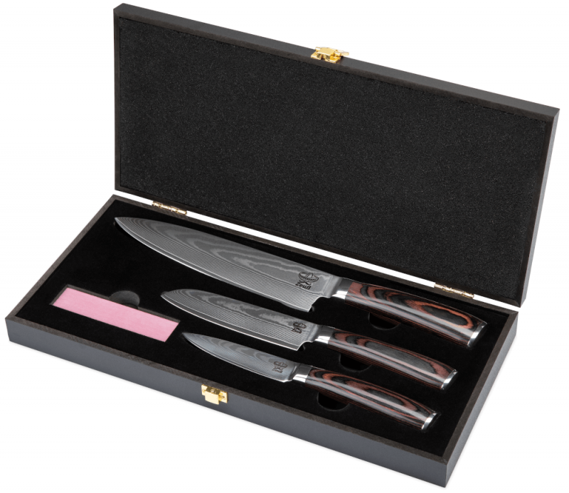 Zeuß Chefmesser Santokumesser Set Damastmesser Küchenmesser LH Lifestyle Kochmesser